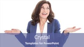  Presentation with woman menopause - Audience pleasing PPT theme consisting of satisfied middle-aged woman backdrop and a ocean colored foreground