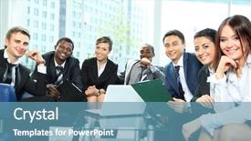  Presentation with team - Theme featuring satisfied proud business team looking background and a teal colored foreground