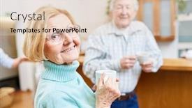  Presentation with coffee talk - Slide set enhanced with satisfied-seniors-with-cup background and a lemonade colored foreground