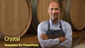  Presentation with wine industry - Audience pleasing PPT theme consisting of satisfied winemaker in cellar backdrop and a tawny brown colored foreground