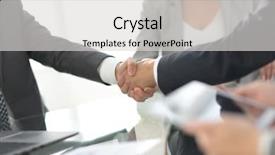  Presentation with handshake - Slides with satisfy - confident handshake of business partners background and a light gray colored foreground