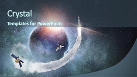  Presentation with universe - Beautiful slide deck featuring sattelite - our unique universe backdrop and a tawny brown colored foreground