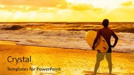  Presentation with rear view mirror - Audience pleasing PPT theme consisting of saturated and stylised rear view backdrop and a gold colored foreground