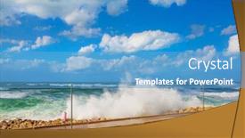  Presentation with environmental - Presentation theme featuring saturday-walk-along-the-jaffa background and a teal colored foreground