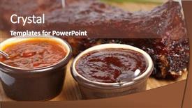  Presentation with ribs - Audience pleasing slides consisting of sauce - delicious bbq ribs backdrop and a tawny brown colored foreground