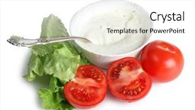 Presentation with porcelain - Cool new presentation theme with sauce and diced vegetables in porcelain plate on a white background backdrop and a white colored foreground