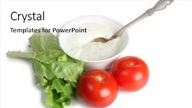  Presentation with porcelain - Colorful presentation design enhanced with sauce and diced vegetables in porcelain plate backdrop and a white colored foreground