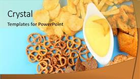  Presentation with snacks - PPT theme consisting of sauce and snacks on color background and a yellow colored foreground