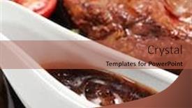  Presentation with beef - Beautiful presentation featuring sauce-boat-and-roasted-beef backdrop and a red colored foreground