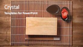  Presentation with chopsticks - Slide deck with sauce ginger and chopsticks background and a coral colored foreground