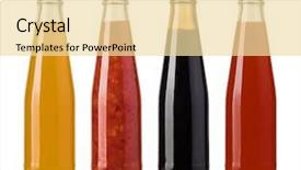  Presentation with sauce - Colorful presentation theme enhanced with sauce set isolated on white backdrop and a blonde colored foreground