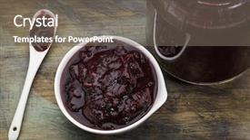  Presentation with sugar free - Beautiful presentation theme featuring mid section of woman with tasty raspberry cake in house backdrop and a light gray colored foreground