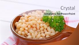 Presentation with beans - Colorful slide set enhanced with saucepan-of-canned-white-beans backdrop and a sky blue colored foreground