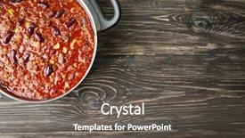  Presentation with chili - Slide deck with saucepan with delicious chili con background and a gray colored foreground