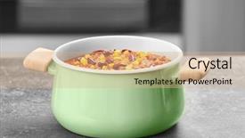  Presentation with chili - PPT layouts consisting of cons - saucepan with delicious chili con background and a coral colored foreground