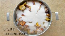  Presentation with fruit jam - Presentation theme with saucepan-with-plums-and-sugar background and a coral colored foreground