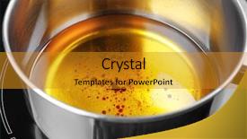  Presentation with vegetable oil - PPT theme featuring saucepan with used vegetable oil background and a  colored foreground