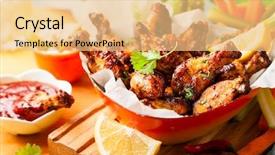  Presentation with sauces - Presentation theme consisting of sauces and carrot with celery background and a lemonade colored foreground