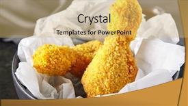  Presentation with meat poultry - Slide set having sauces and spices breaded crunchy background and a yellow colored foreground