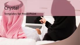  Presentation with muslim - Audience pleasing presentation theme consisting of saude - back view of muslim couple backdrop and a coral colored foreground