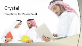  Presentation with eastern - Slide deck having saude - happy group of middle eastern background and a white colored foreground