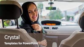  Presentation with woman muslim - Cool new presentation theme with saude - happy muslim woman and her backdrop and a violet colored foreground