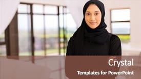  Presentation with muslim kidsanimasi - Slide deck with saude - portrait of pretty muslim woman background and a tawny brown colored foreground