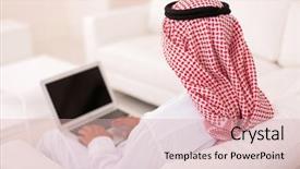  Presentation with muslim - PPT theme consisting of saude - rear view of muslim man background and a lemonade colored foreground