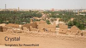  Presentation with riyadh - PPT theme featuring saude - streets of the old city background and a coral colored foreground
