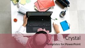  Presentation with arab - Slides with saude - young arab businessman working background and a violet colored foreground