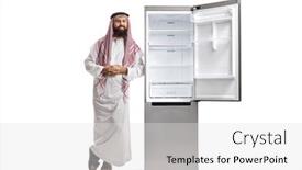  Presentation with fridge - Theme enhanced with saudi-arab-man-leaning background and a light gray colored foreground