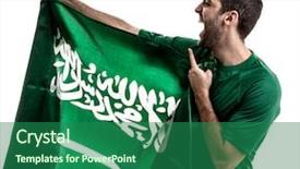  Presentation with saudi arabia - Colorful slide deck enhanced with saudi arabia fan celebrating backdrop and a ocean colored foreground