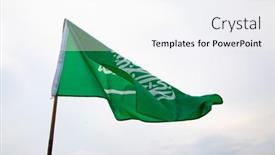  Presentation with saudi arabia - Theme enhanced with saudi-arabia-flag-statement-translation background and a sky blue colored foreground