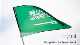  Presentation with saudi arabia - Theme consisting of saudi-arabia-flag-statement-translation background and a sky blue colored foreground