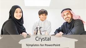  Presentation with arabic movies - Amazing slides having saudi food - happy arabic family at dining backdrop and a soft green colored foreground