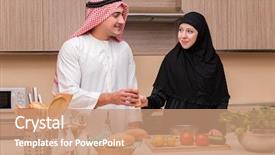  Presentation with kitchen - Colorful presentation theme enhanced with saudi food - young arab family backdrop and a coral colored foreground