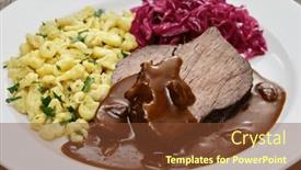  Presentation with german - PPT theme having sauerbraten-german-national-dish-marinated background and a tawny brown colored foreground
