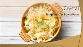  Presentation with ceramic - Beautiful slide deck featuring sauerkraut in ceramic bowl backdrop and a yellow colored foreground