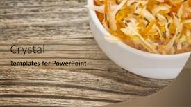  Presentation with oil seeds - Colorful presentation design enhanced with sauerkraut-salad-with-carrot-caraway backdrop and a coral colored foreground