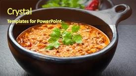  Presentation with soup - Amazing presentation theme having sauerkraut soup - cabbage soup with meat and chili backdrop and a tawny brown colored foreground