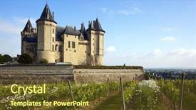  Presentation with vineyards - Audience pleasing theme consisting of saumur castle in the loire valley vineyards in front backdrop and a tawny brown colored foreground