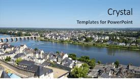  Presentation with river valley - Colorful PPT theme enhanced with saumur in the loire river backdrop and a  colored foreground