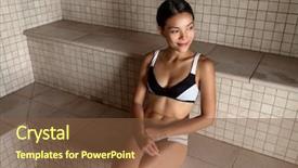  Presentation with steam - Amazing slide deck having sauna asian girl enjoying heat backdrop and a tawny brown colored foreground