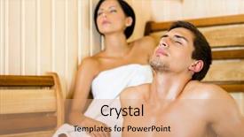  Presentation with self care for health care professionals - Colorful presentation design enhanced with sauna concept of self-care backdrop and a coral colored foreground