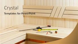  Presentation with gas planet construction - Theme having sauna-construction-in-progress-wooden background and a lemonade colored foreground