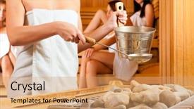  Presentation with wellness - Presentation theme featuring sauna of a spa water background and a coral colored foreground