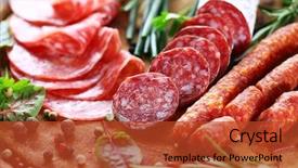  Presentation with italian - Cool new presentation design with sausage - different italian ham and salami backdrop and a red colored foreground