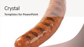  Presentation with grilled - Theme consisting of sausage - grilled bratwurst isolated on white background and a light gray colored foreground