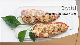  Presentation with peppers - PPT theme with sausage-and-cheese-stuffed-red background and a white colored foreground