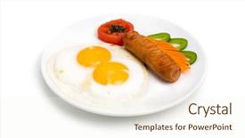  Presentation with green plate - PPT theme having sausage and scrambled eggs background and a  colored foreground